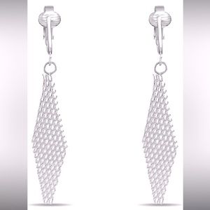 Silver Clip On Dangle Earrings